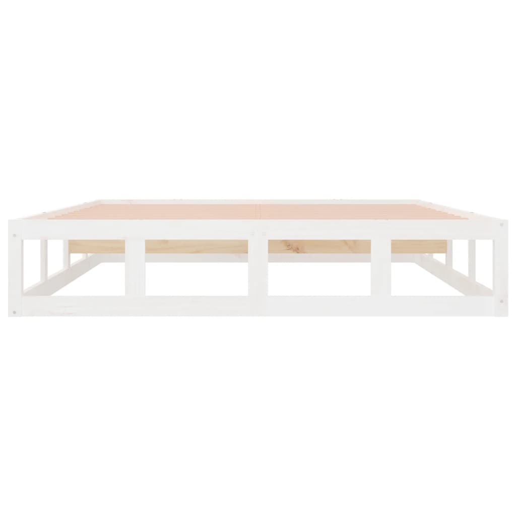 Bed Frame | White | Solid pine wood, plywood slats | 140x190 cm | Durable