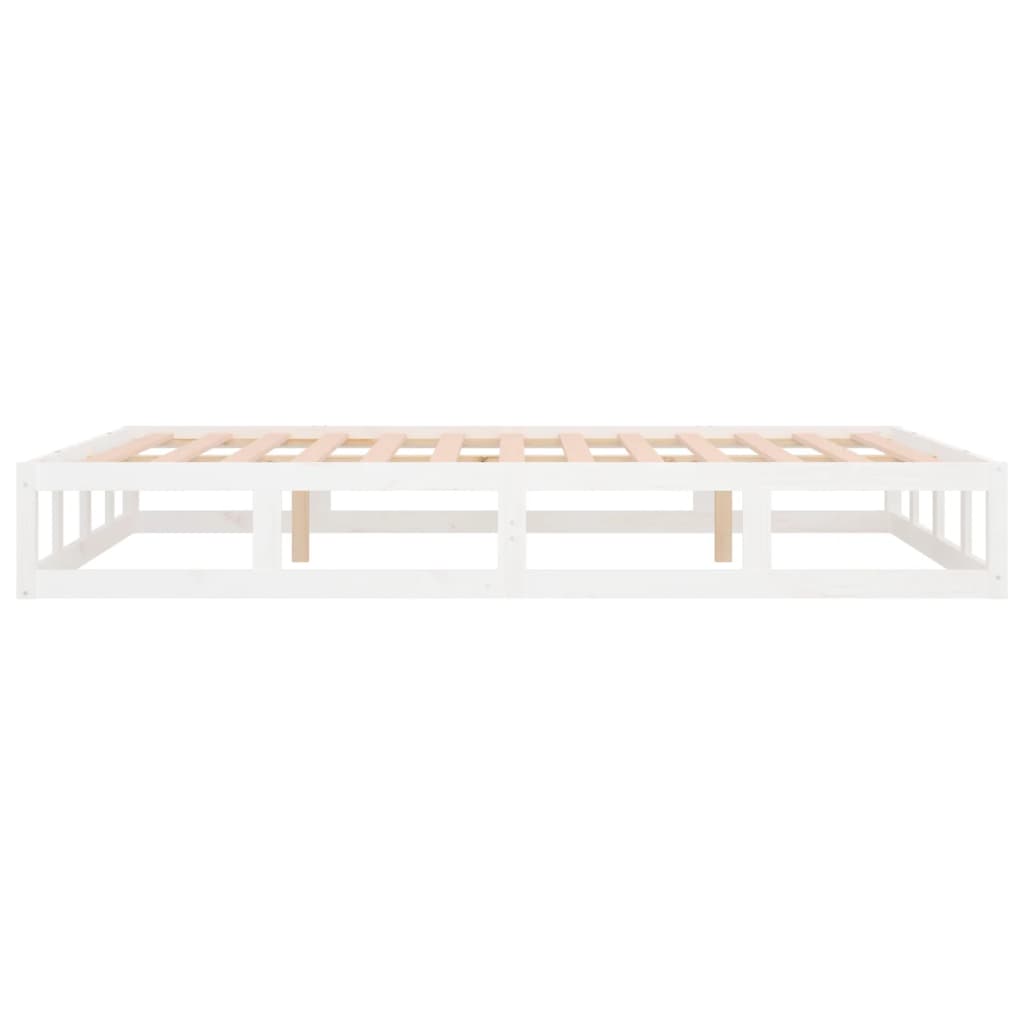 Bed Frame | White | Solid pine wood, plywood slats | 140x190 cm | Durable