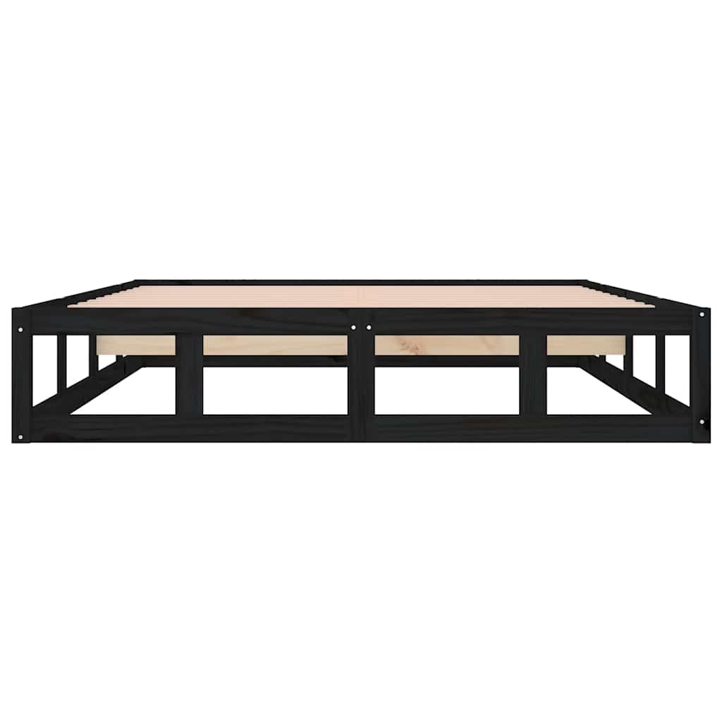 Bed Frame | Black | Solid pinewood, Plywood | 140x190 cm |  Durable