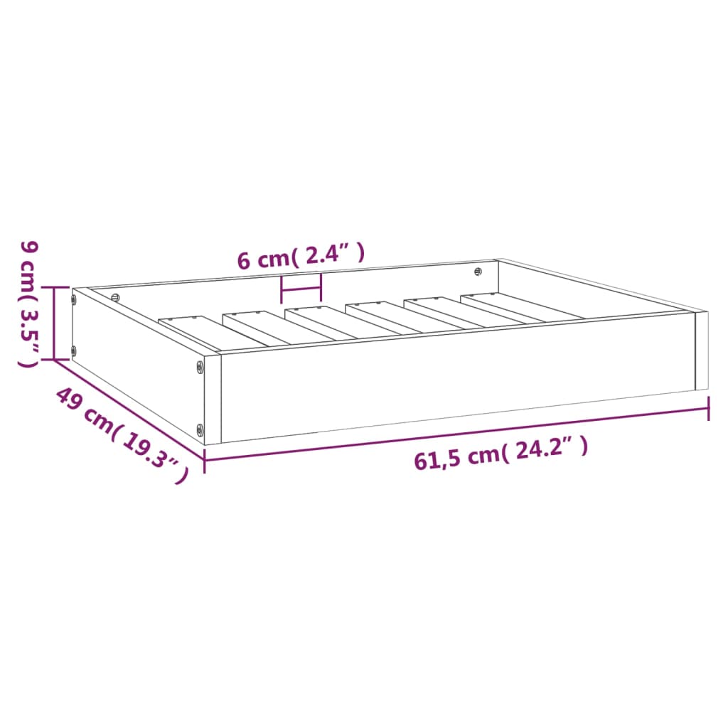 Dog Bed 61,5x49x9 cm Solid Wood Pine