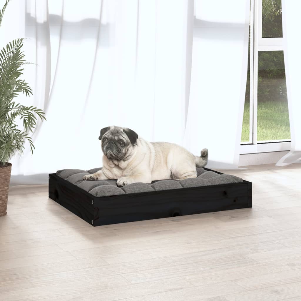 vidaXL Dog Bed Black 61.5x49x9 cm Solid Wood Pine