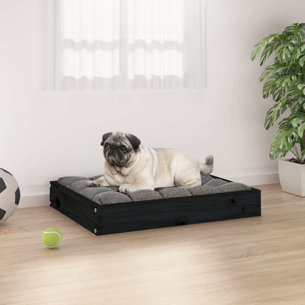 vidaXL Dog Bed Black 61.5x49x9 cm Solid Wood Pine