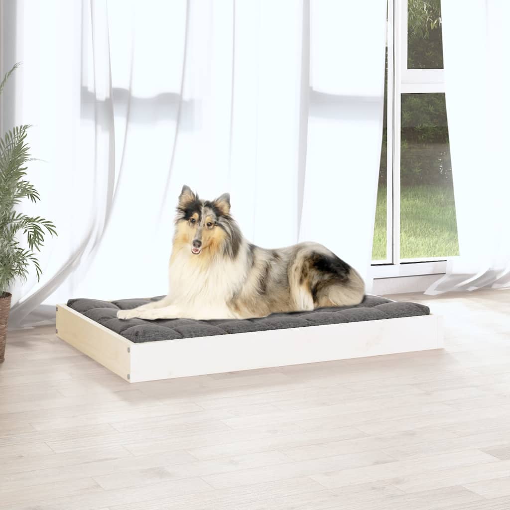 Dog Bed White 91,5x64x9 cm Solid Wood Pine