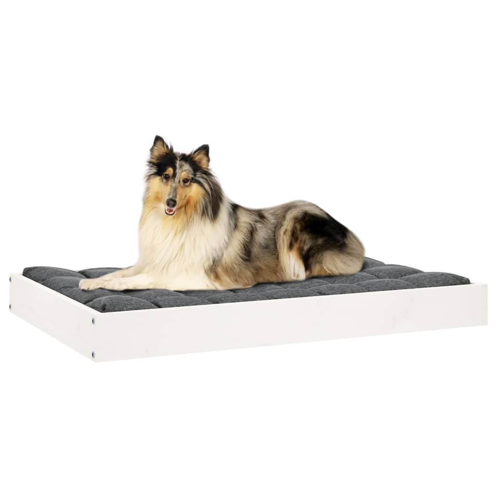 Dog Bed White 91,5x64x9 cm Solid Wood Pine