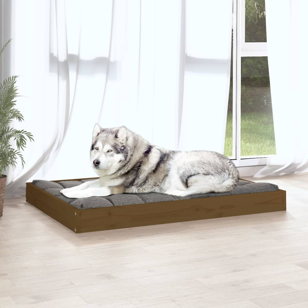 vidaXL Dog Bed Honey Brown 101.5x74x9 cm Solid Wood Pine