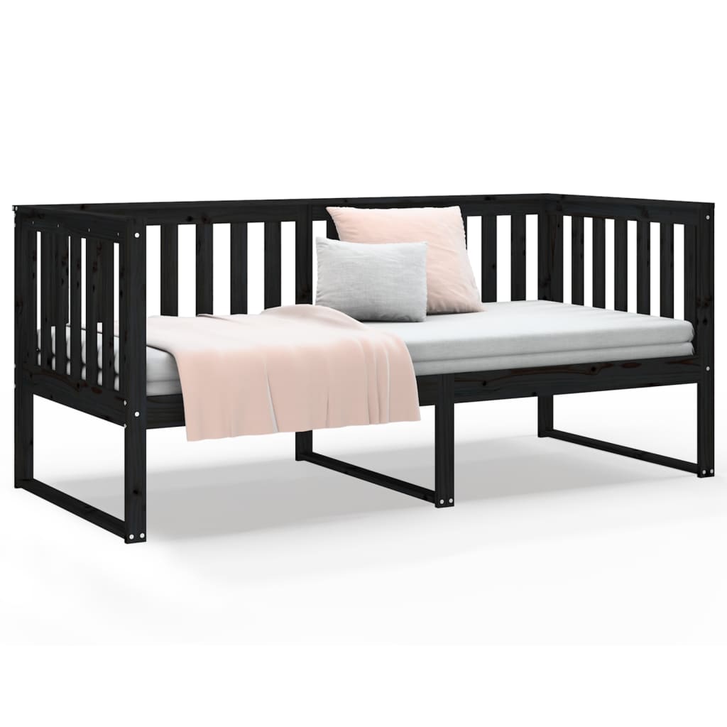 Day Bed without Mattress Black 90x200 cm Solid Wood Pine