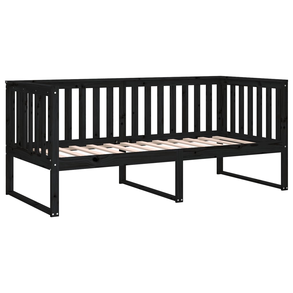 Day Bed without Mattress Black 90x200 cm Solid Wood Pine