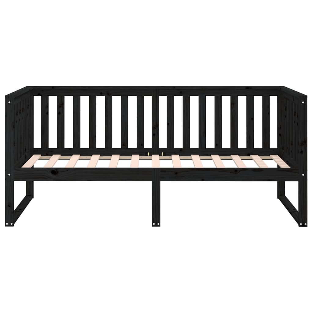 Day Bed Noir 90x200 cm Bois Massif Pin