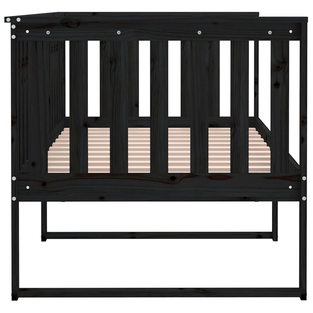 Day Bed without Mattress Black 90x200 cm Solid Wood Pine