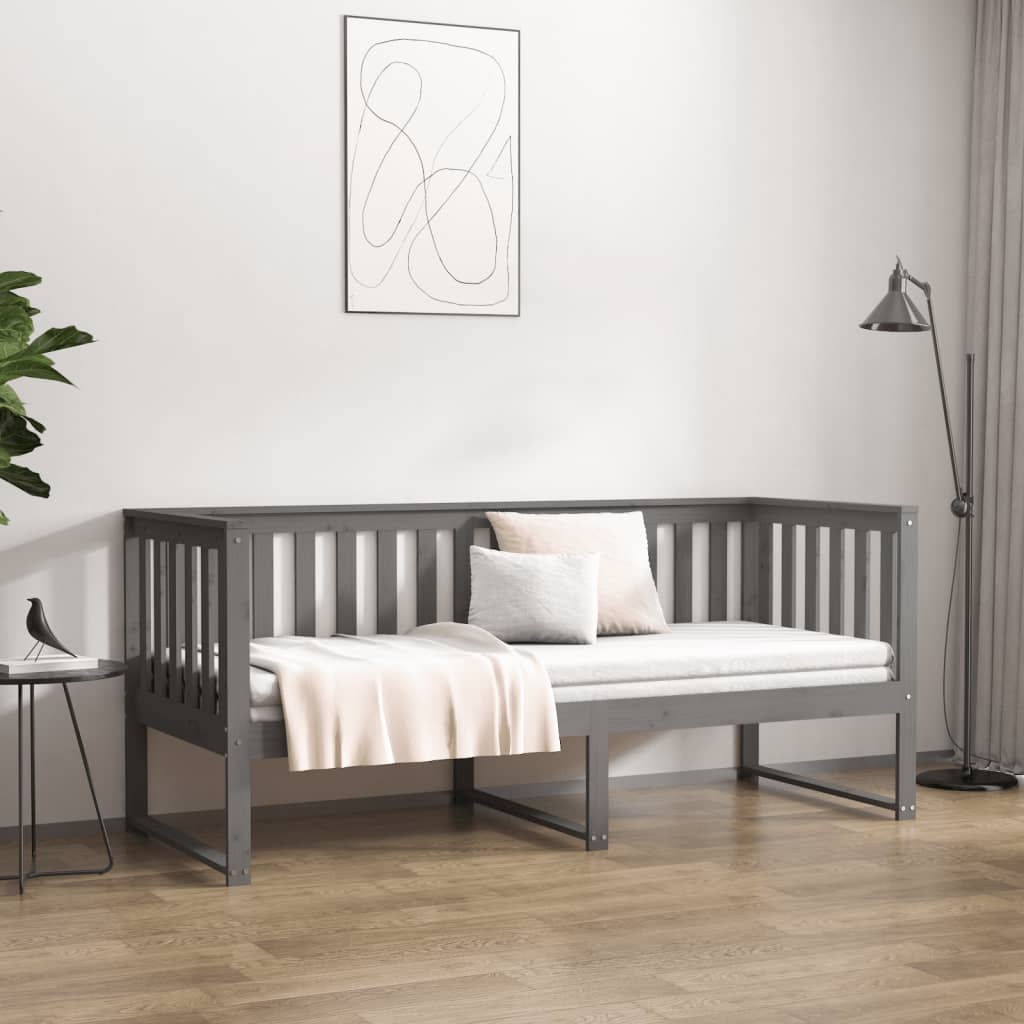 Day Bed Gris 80x200 cm Bois Massif Pin