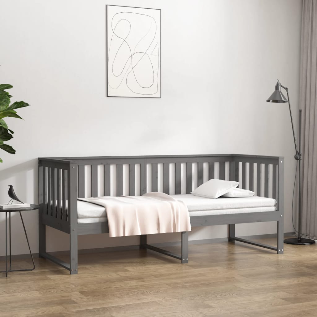 vidaXL Day Bed without Mattress Grey 80x200 cm Solid Wood Pine