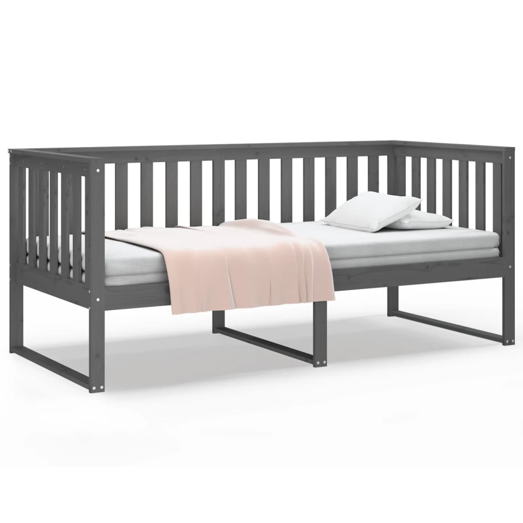 vidaXL Day Bed without Mattress Grey 90x190 cm Single Solid Wood Pine