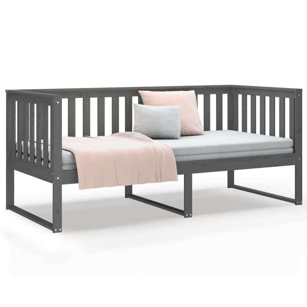 vidaXL Day Bed without Mattress Grey 90x190 cm Single Solid Wood Pine