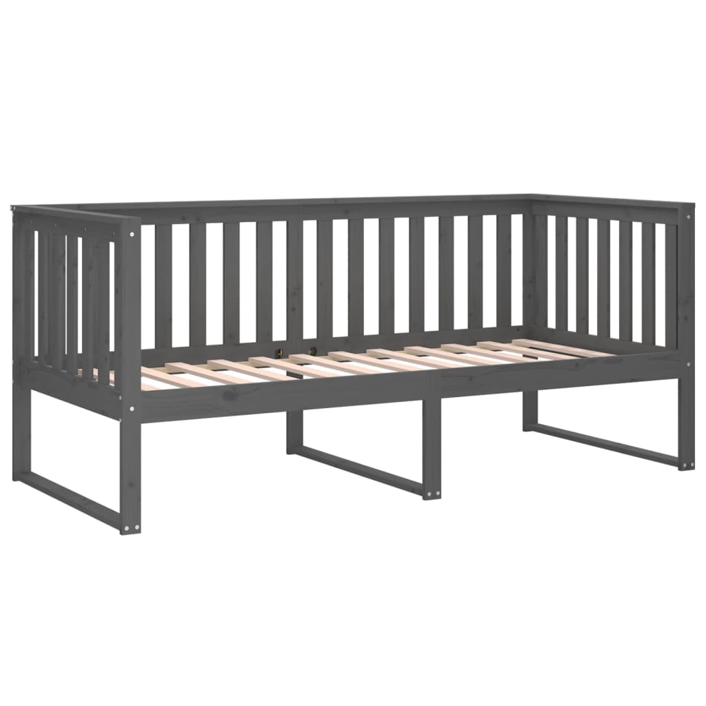 Day Bed Gris 90x190 cm Bois Massif Pin