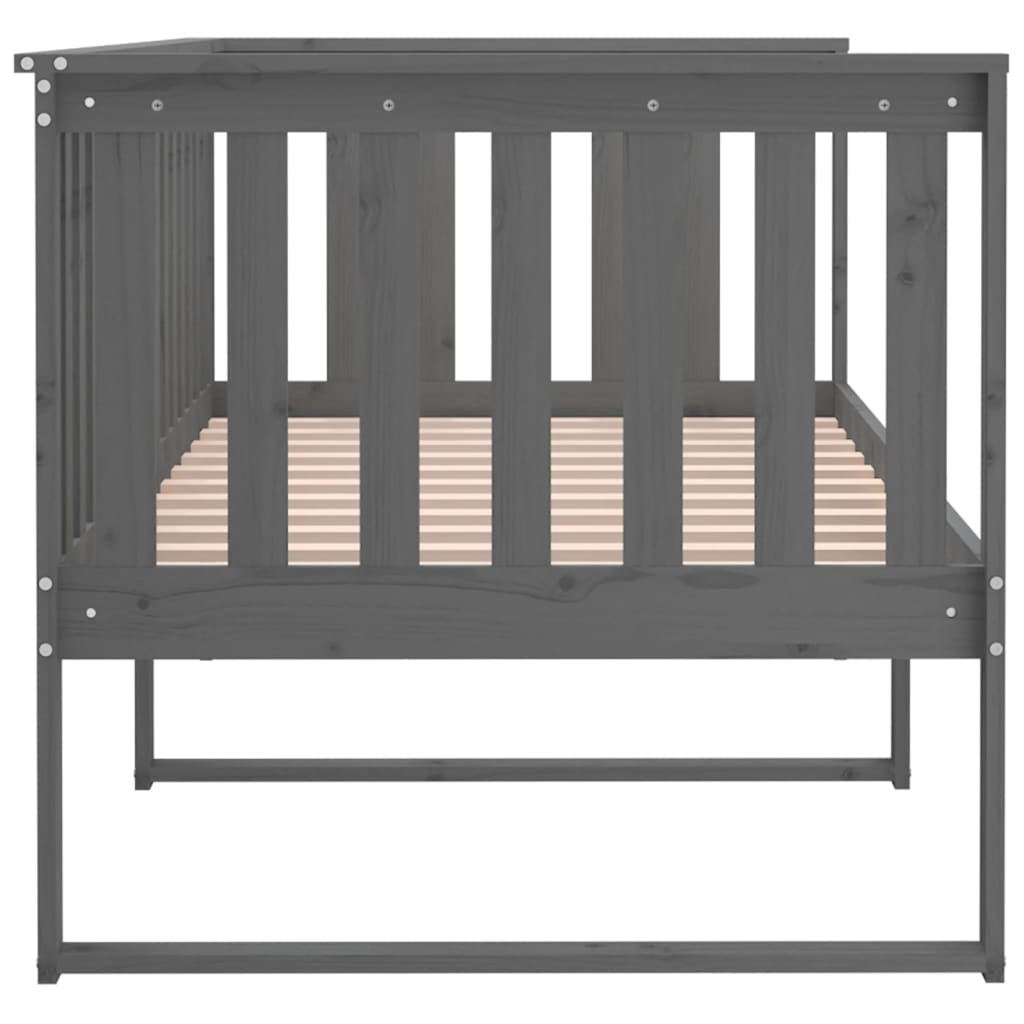 Day Bed Gris 90x190 cm Bois Massif Pin