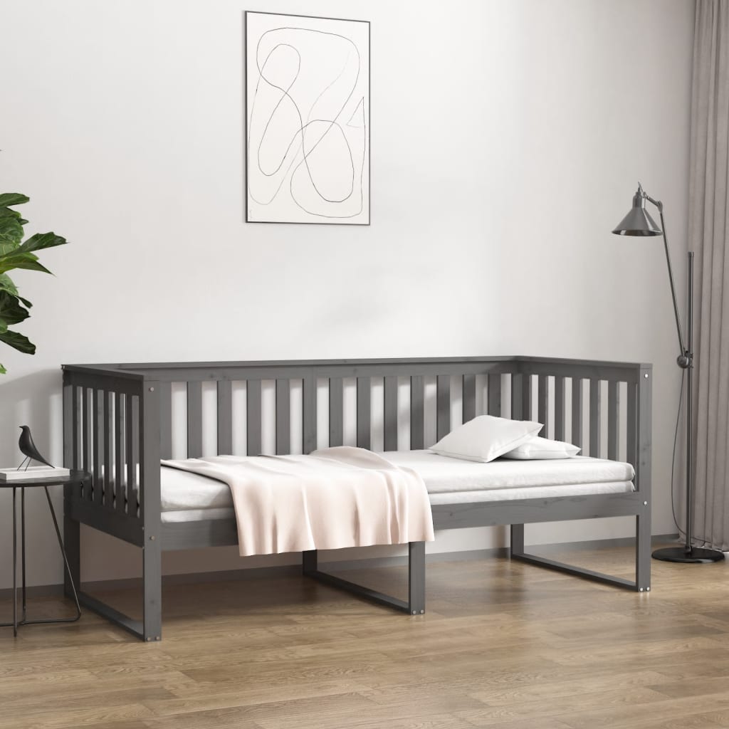 vidaXL Day Bed without Mattress Grey 90x190 cm Single Solid Wood Pine