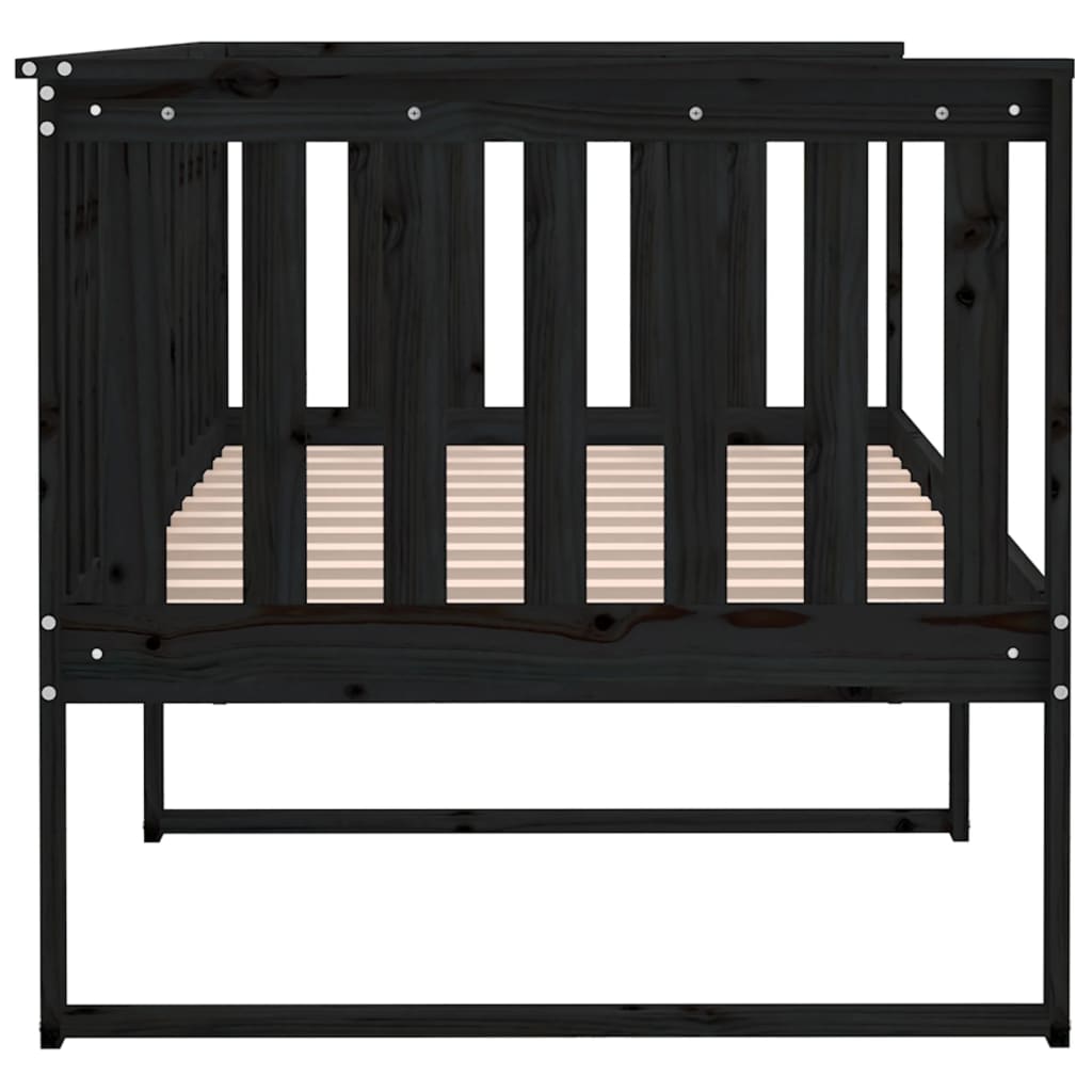 vidaXL Day Bed without Mattress Black 100x200 cm Solid Wood Pine