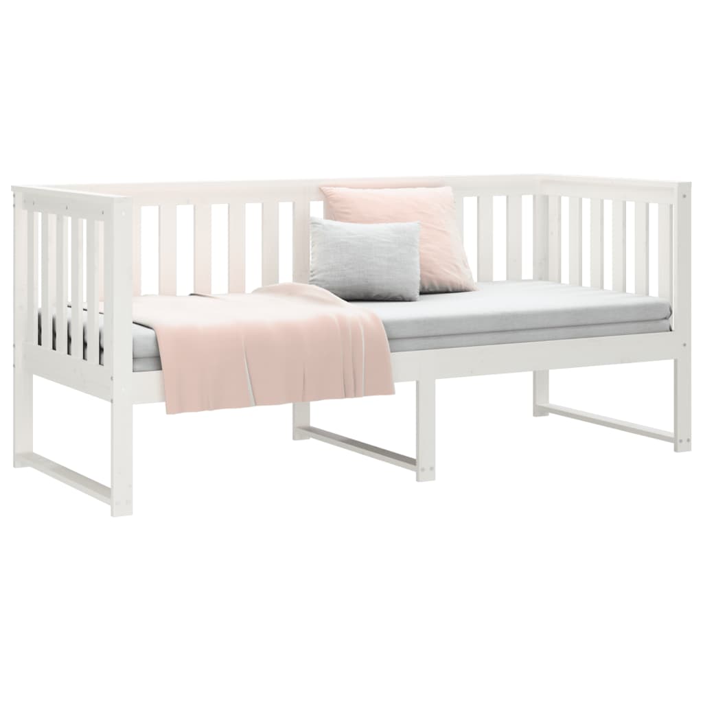 Day Bed without Mattress White 75x190 cm Small Single Solid Wood Pine