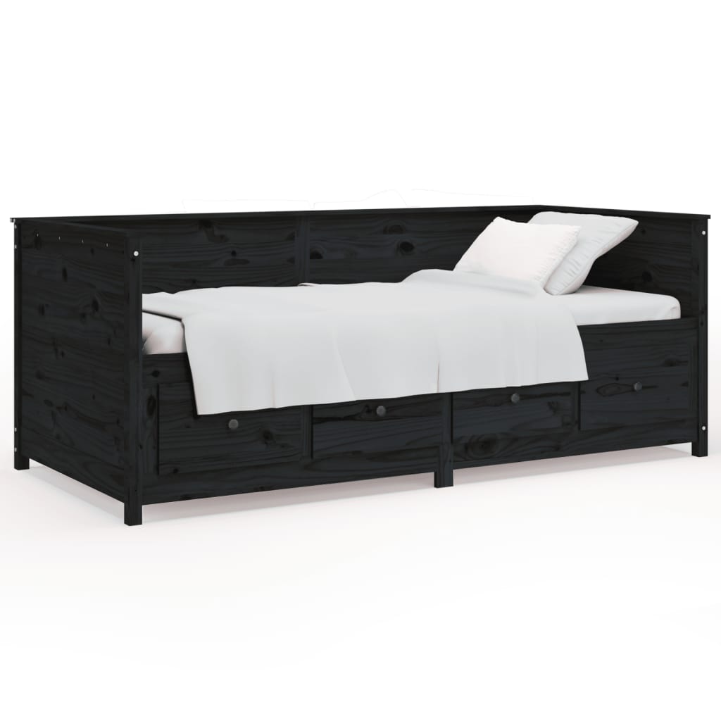 vidaXL Day Bed without Mattress Black 100x200 cm Solid Wood Pine