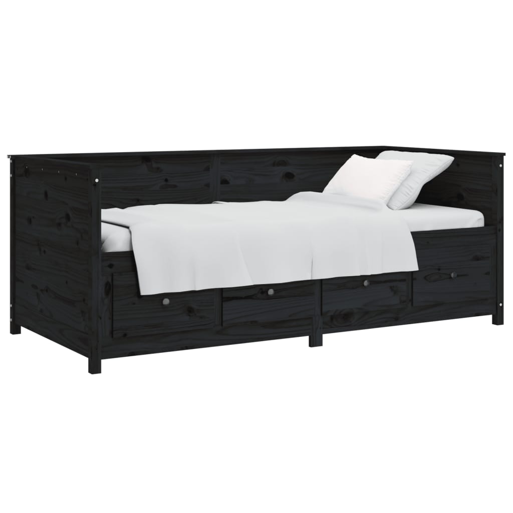 vidaXL Day Bed without Mattress Black 100x200 cm Solid Wood Pine