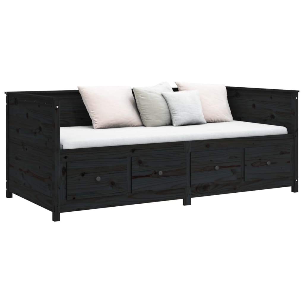 vidaXL Day Bed without Mattress Black 100x200 cm Solid Wood Pine