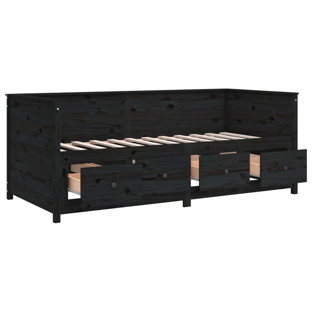 vidaXL Day Bed without Mattress Black 100x200 cm Solid Wood Pine