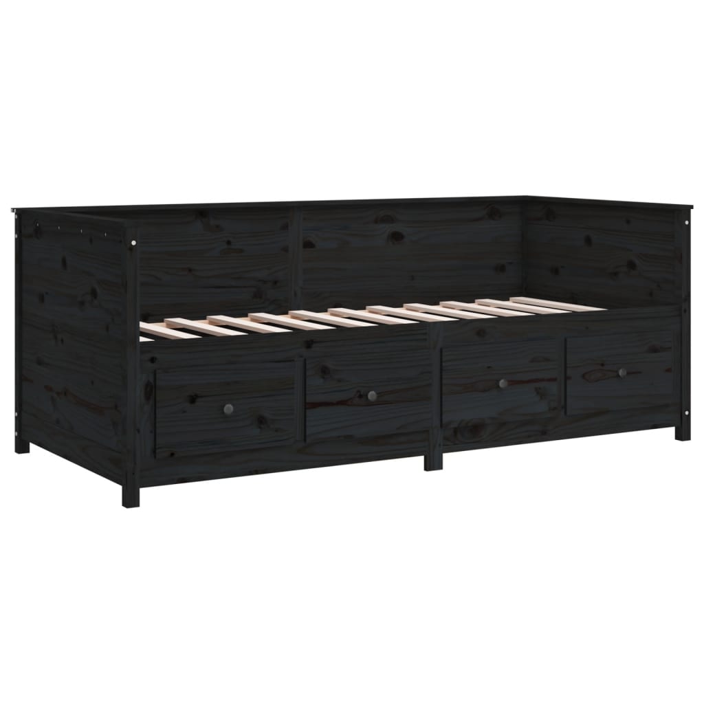 vidaXL Day Bed without Mattress Black 100x200 cm Solid Wood Pine