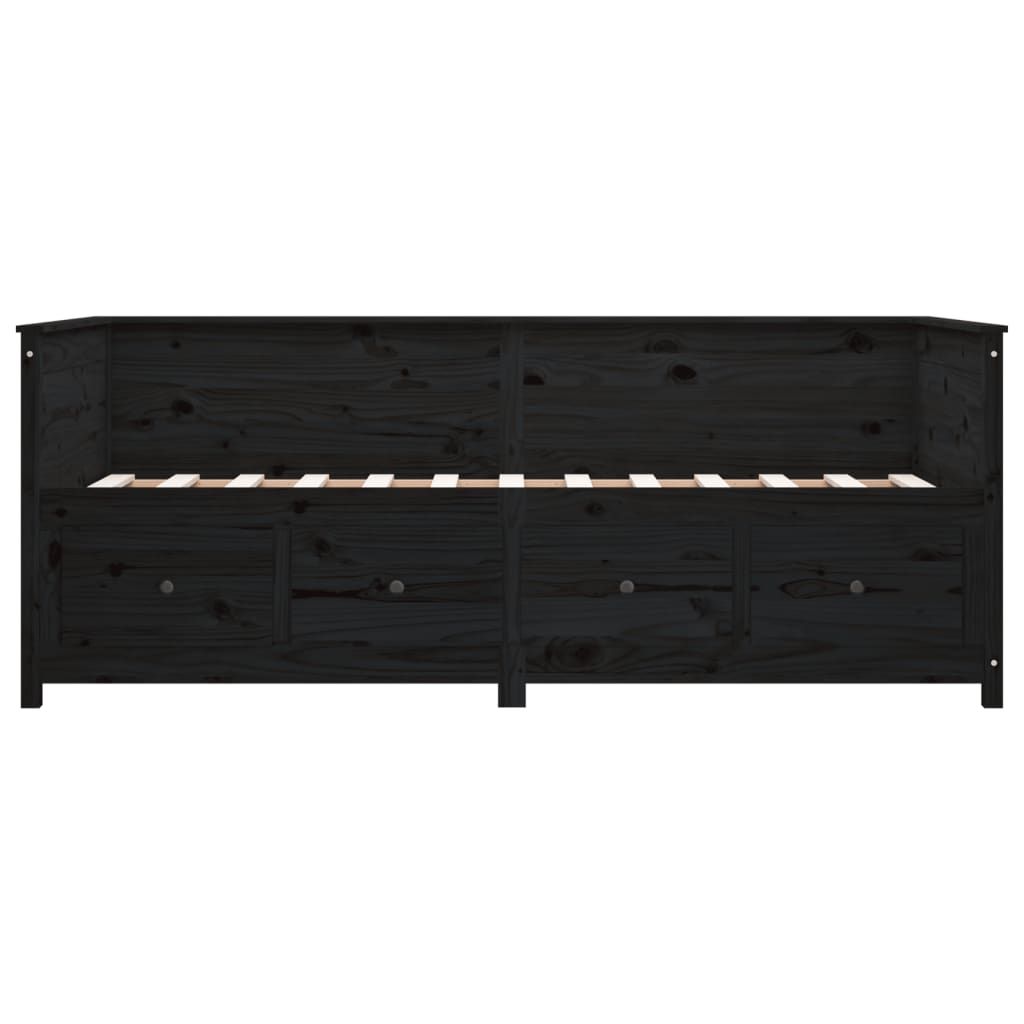 vidaXL Day Bed without Mattress Black 100x200 cm Solid Wood Pine