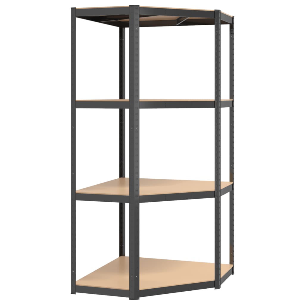 vidaXL 4-Layer Corner Shelf Anthracite Steel&Engineered Wood