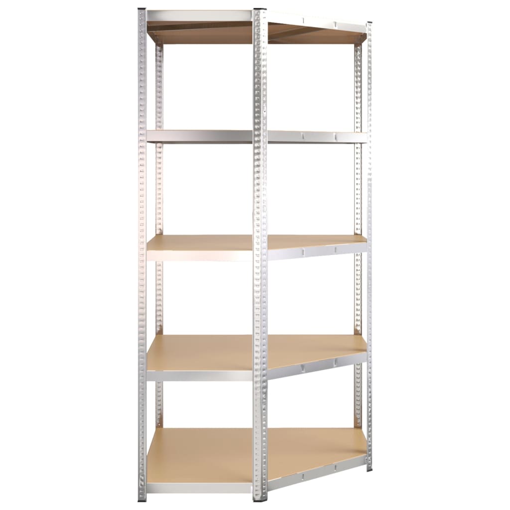 vidaXL 5-Layer Heavy-duty Corner Shelf Silver Steel&Engineered Wood