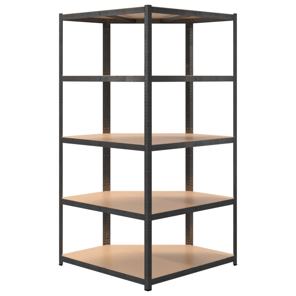 vidaXL 5-Layer Heavy-duty Corner Shelf Grey Steel&Engineered Wood