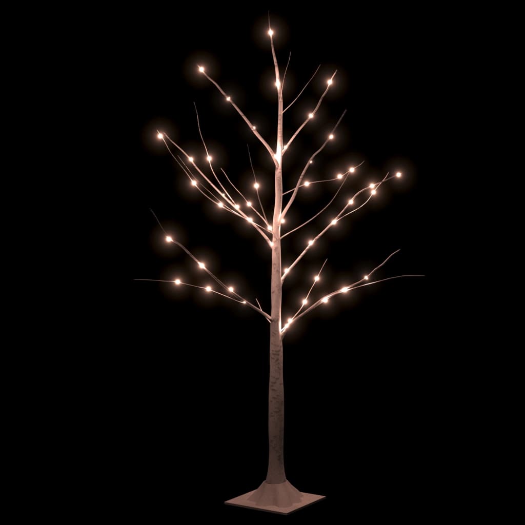 vidaXL LED White Birch Tree Warm White 48 LEDs 120 cm