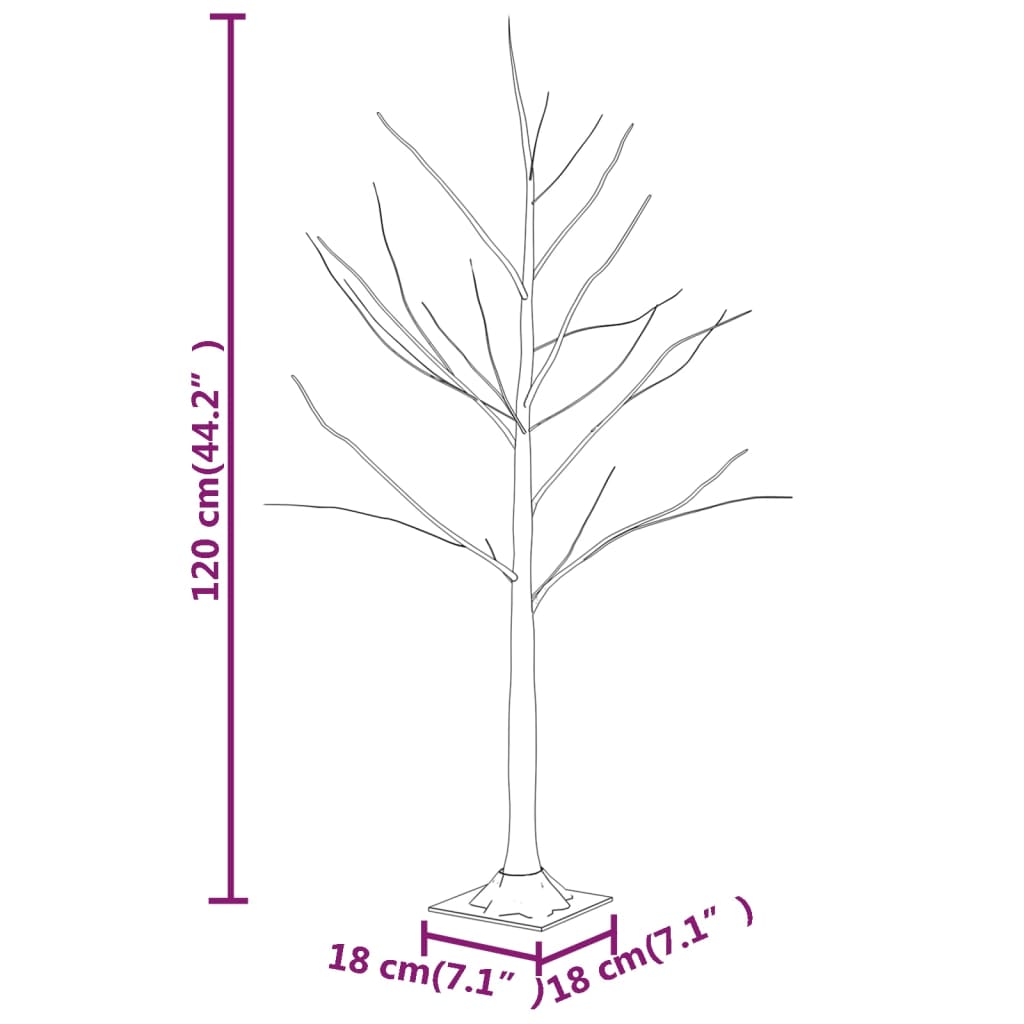 vidaXL LED White Birch Tree Warm White 48 LEDs 120 cm