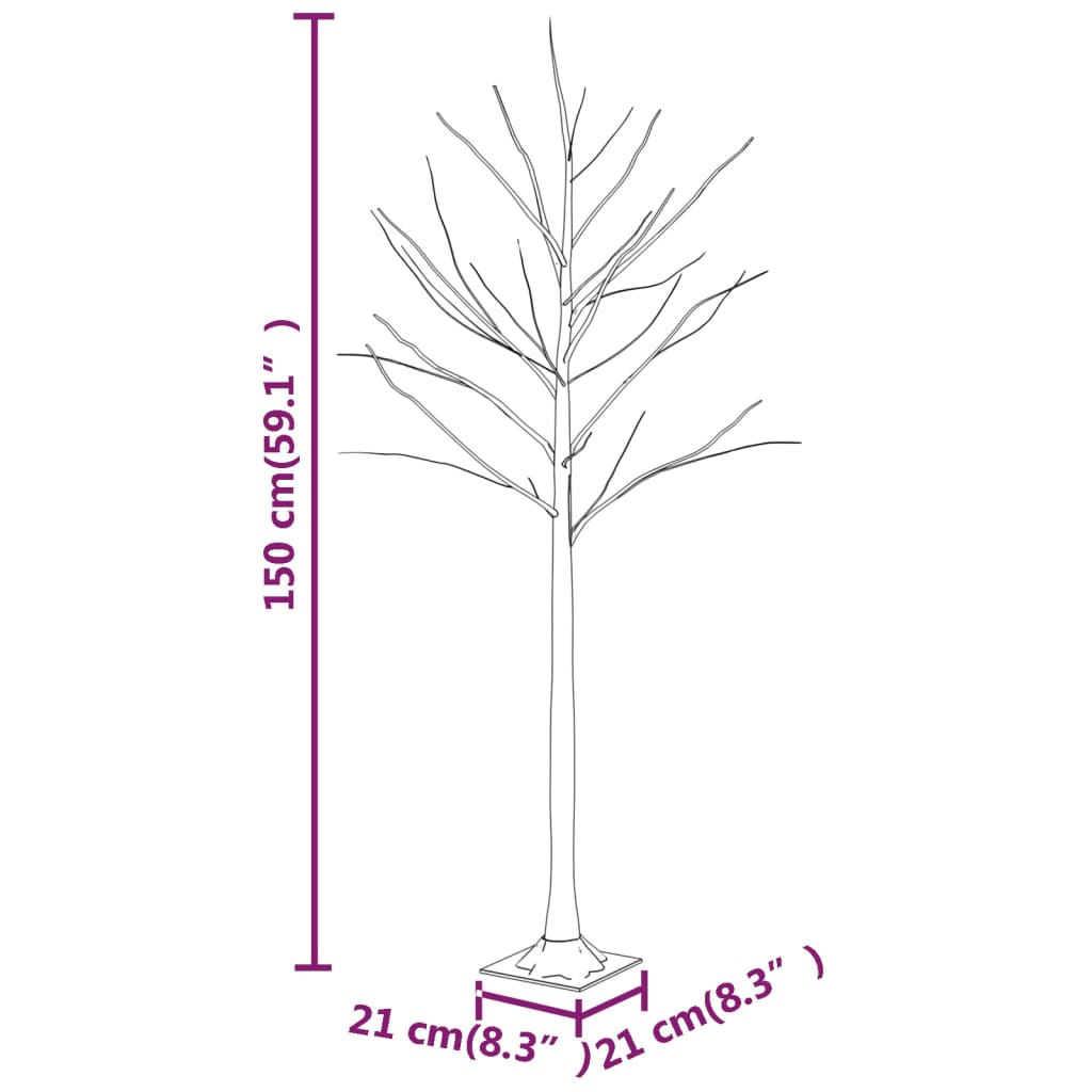 vidaXL LED White Birch Tree Warm White 72 LEDs 150 cm