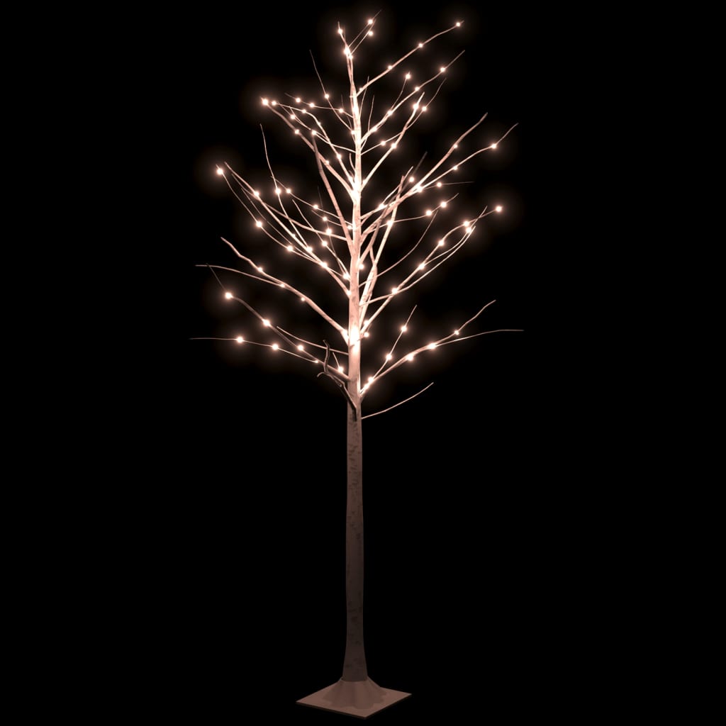 vidaXL LED White Birch Tree Warm White 128 LEDs 220 cm