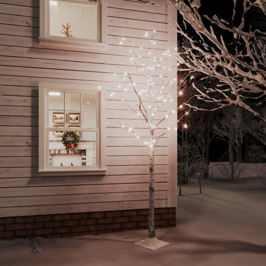 vidaXL LED White Birch Tree Warm White 128 LEDs 220 cm