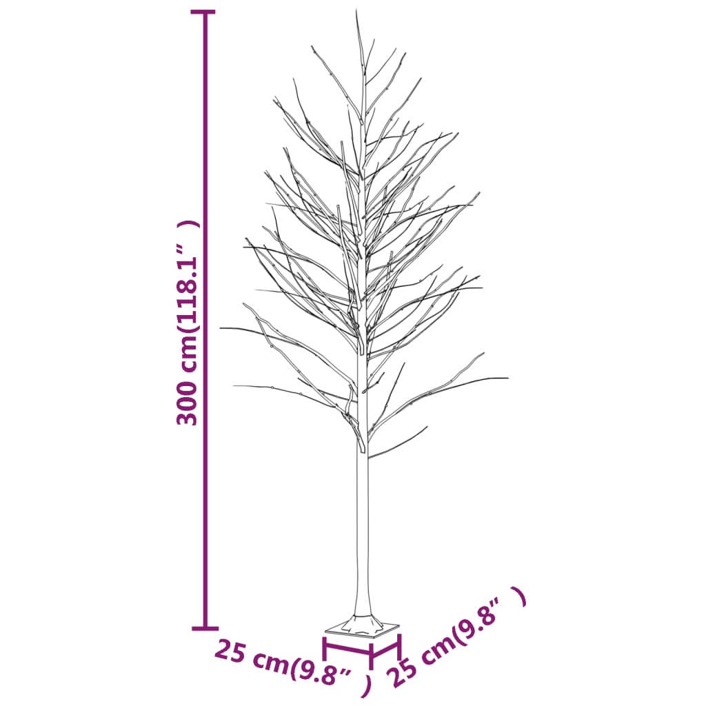 vidaXL LED White Birch Tree Warm White 240 LEDs 300 cm