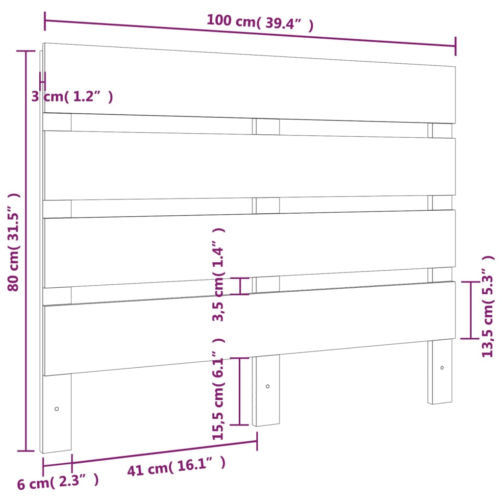 Tête de lit 100x3x80 cm Pin Massif