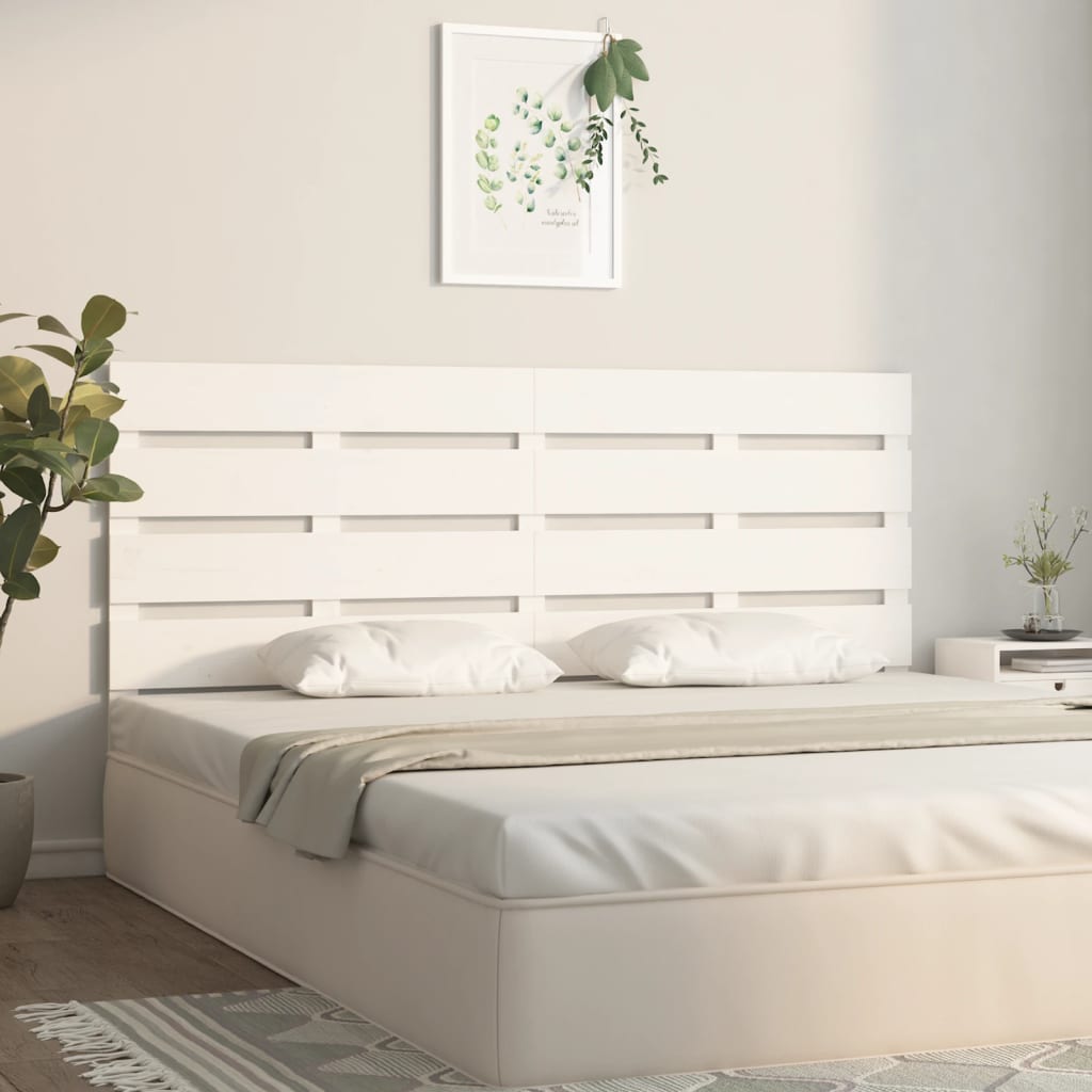 Headboard White 200x3x80 cm Solid Wood Pine
