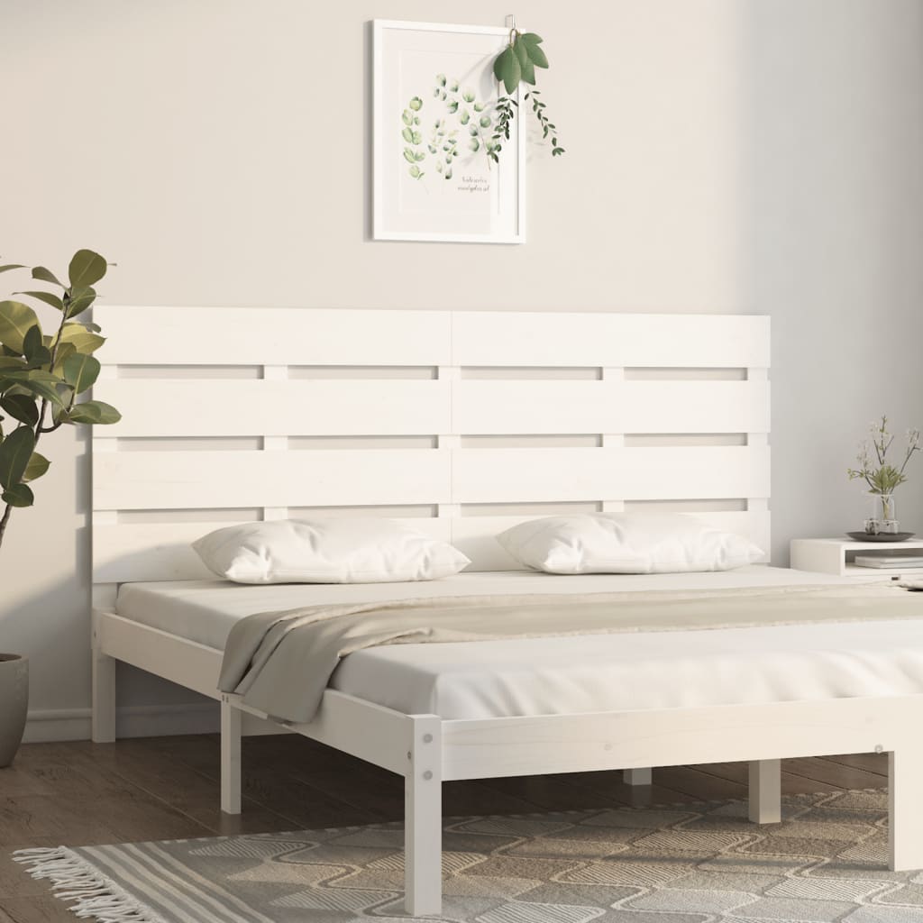 Headboard White 200x3x80 cm Solid Wood Pine