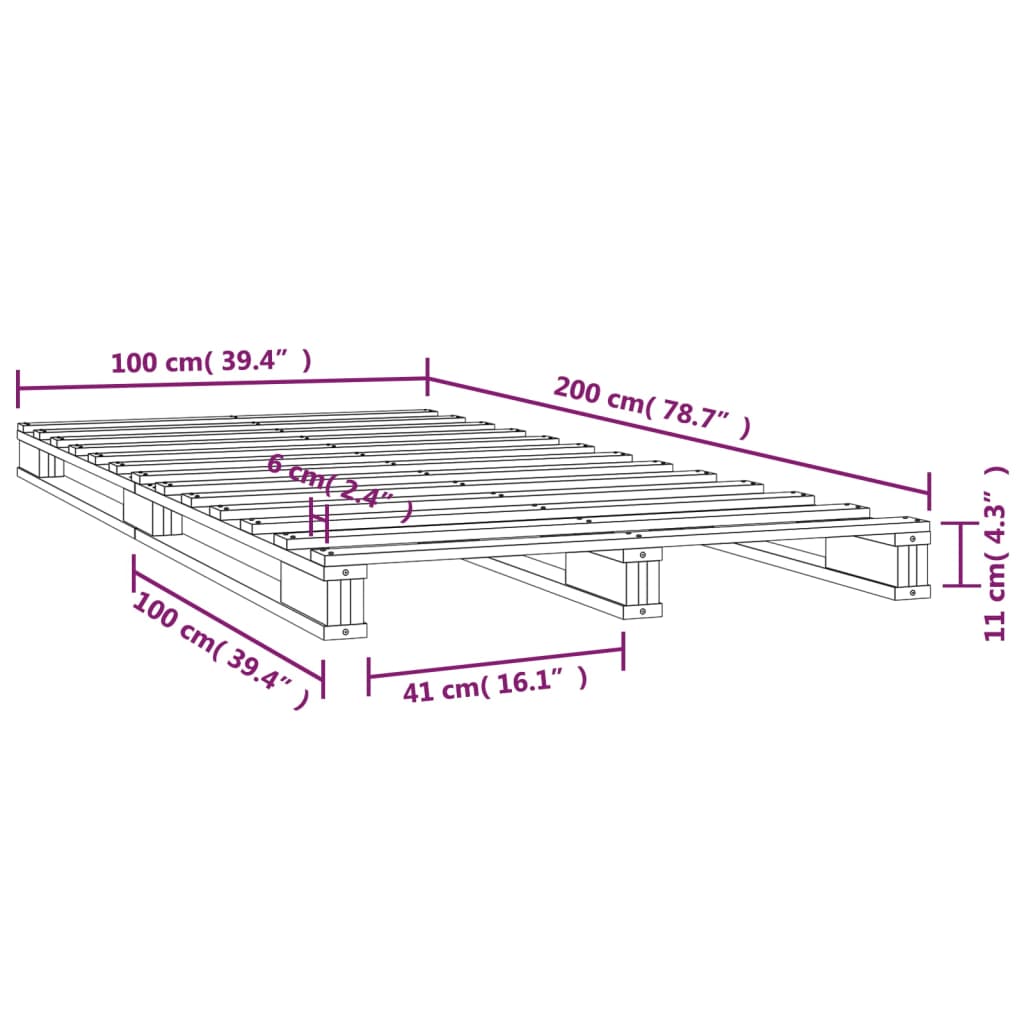 vidaXL Pallet Bed without Mattress 100x200 cm Solid Wood