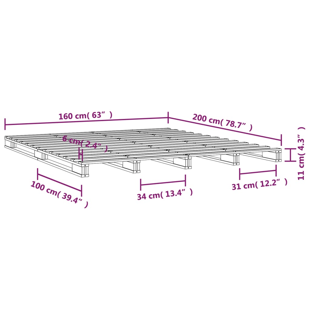 vidaXL Pallet Bed without Mattress 160x200 cm Solid Wood