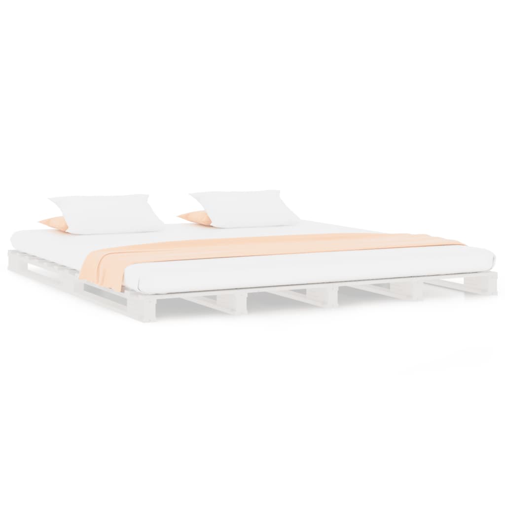 Pallet Bed | White | Solid pine wood | Double | Durable | Pallet Bed