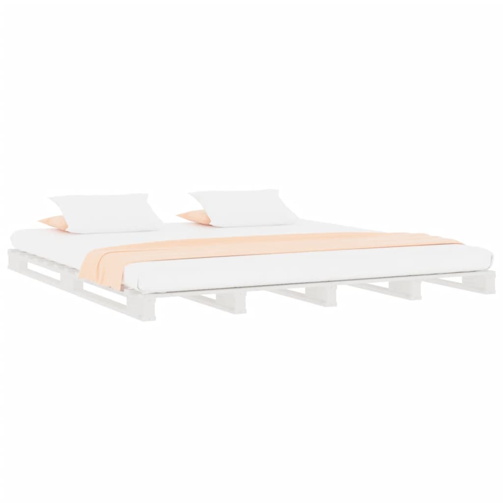 Pallet Bed | White | Solid pine wood | Double | Durable | Pallet Bed