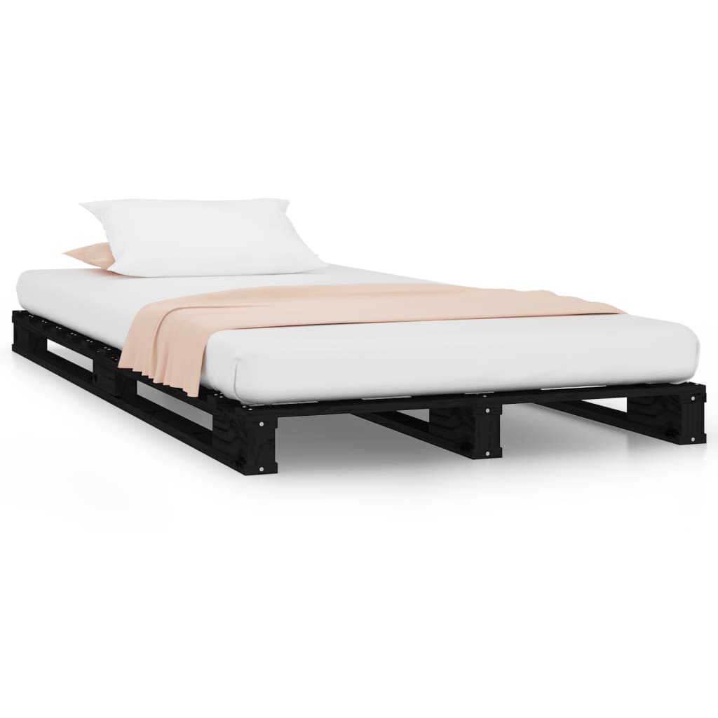 vidaXL Pallet Bed without Mattress Black Small Single Solid Wood