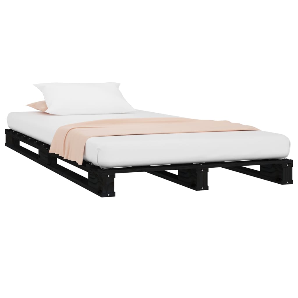 vidaXL Pallet Bed without Mattress Black Small Single Solid Wood