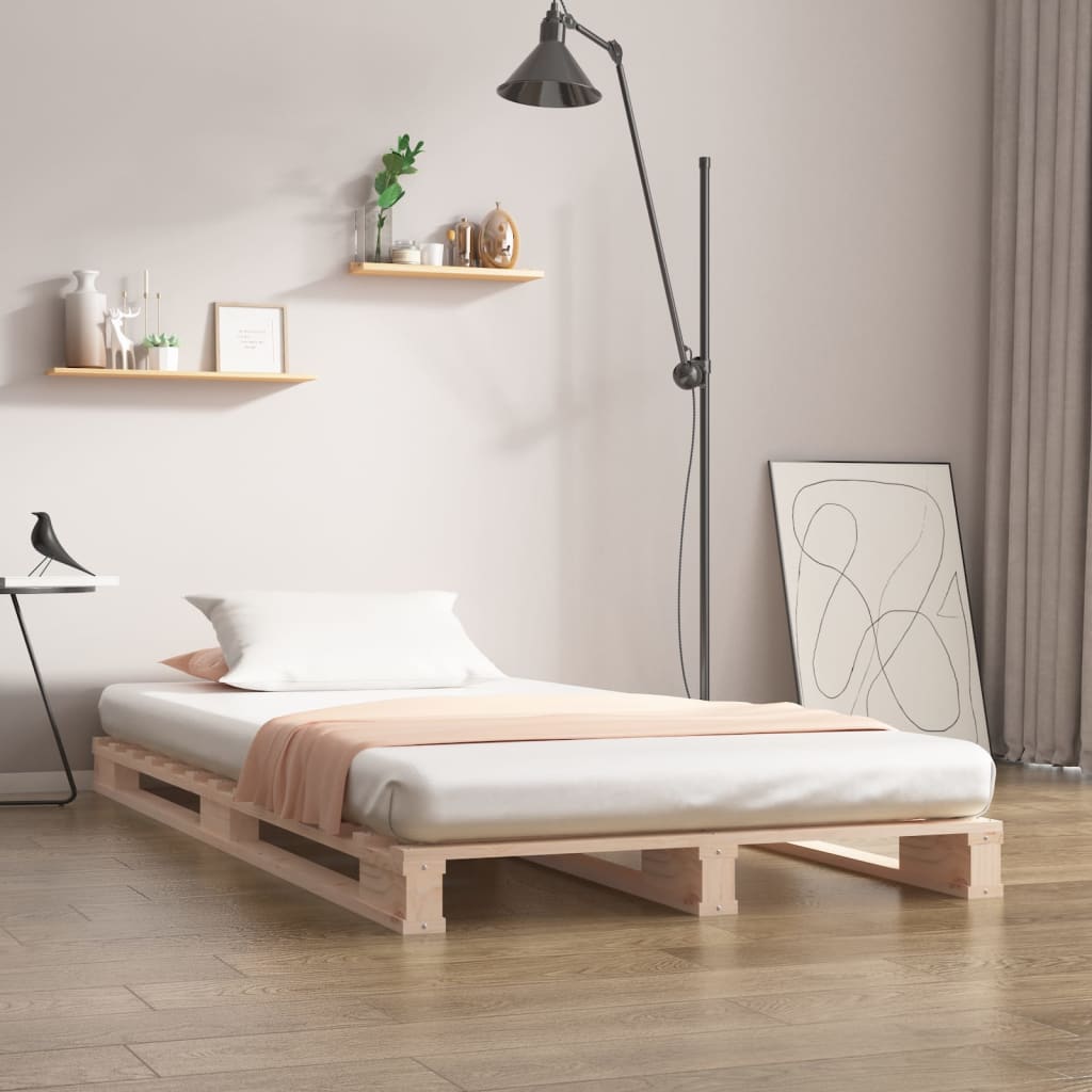 Pallet Bed without Mattress Single Solid Wood