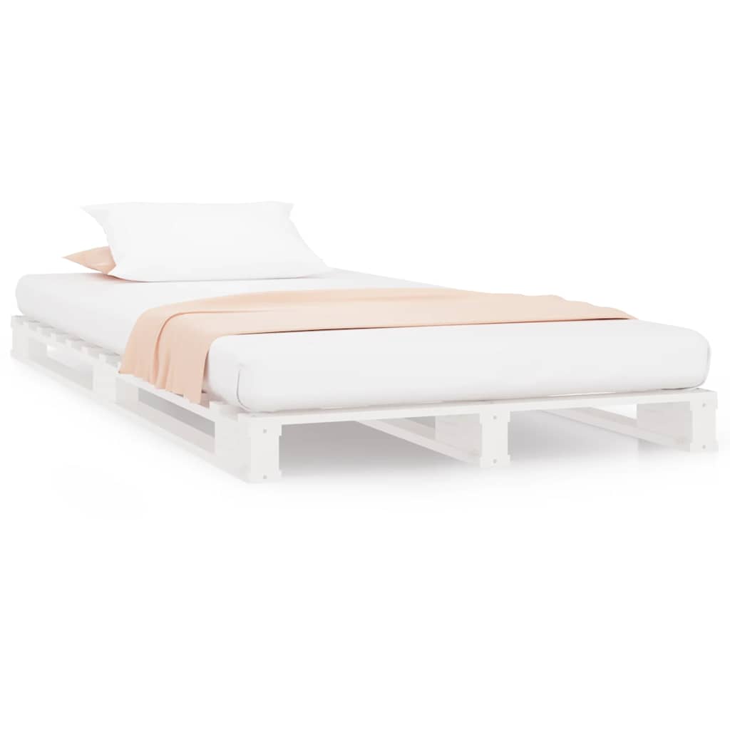 Pallet Bed without Mattress White Single Solid Wood