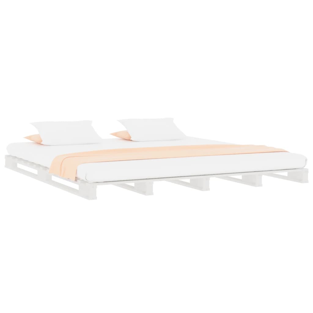 Pallet Bed without Mattress White Double Solid Wood