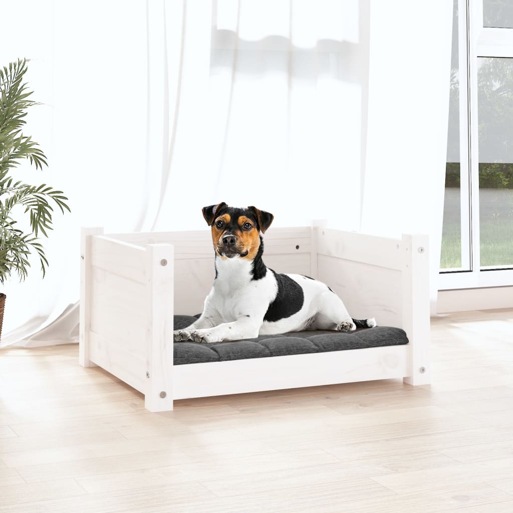 vidaXL Dog Bed White 55.5x45.5x28 cm Solid Pine Wood